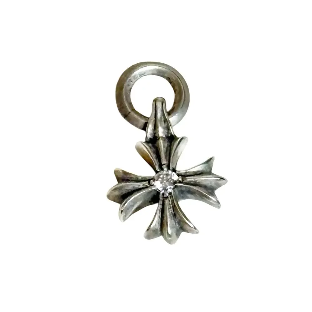 Chrome Hearts Sterling Silver & Diamond Plus Cross Pendant .925
